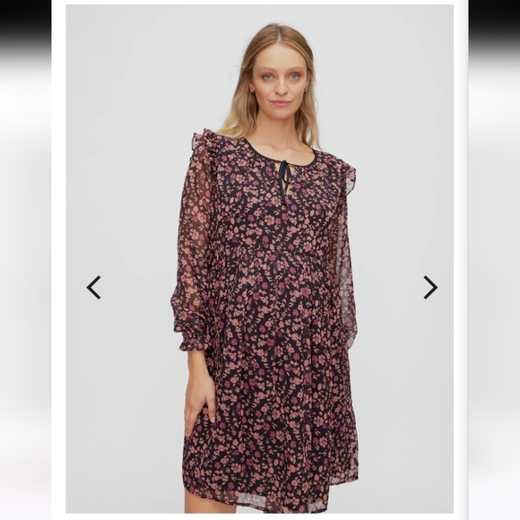 A Pea in the Pod Dresses & Skirts - NWT A Pea InThe Pod Ruffle Sleeve Mini Dress Large Pink Black